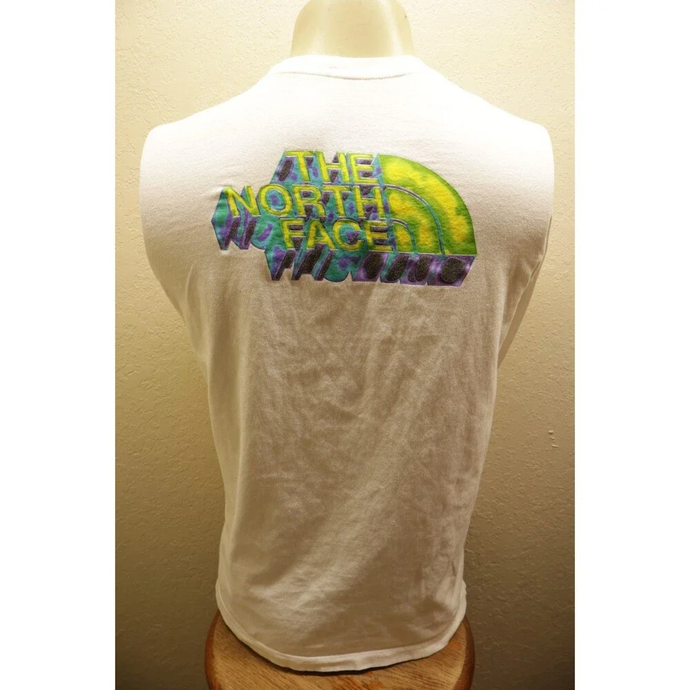 The North Face Mens Medium White Multicolor Long Sleeve Logo Graphic T Shirt